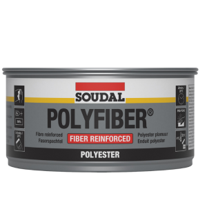 Soudal Polyfiber Two-Component Polyester Body Filler with Glass Fibre – Light Grey