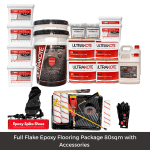 UltraKote Full Epoxy Flake Flooring Package with Rollers and spike shoes